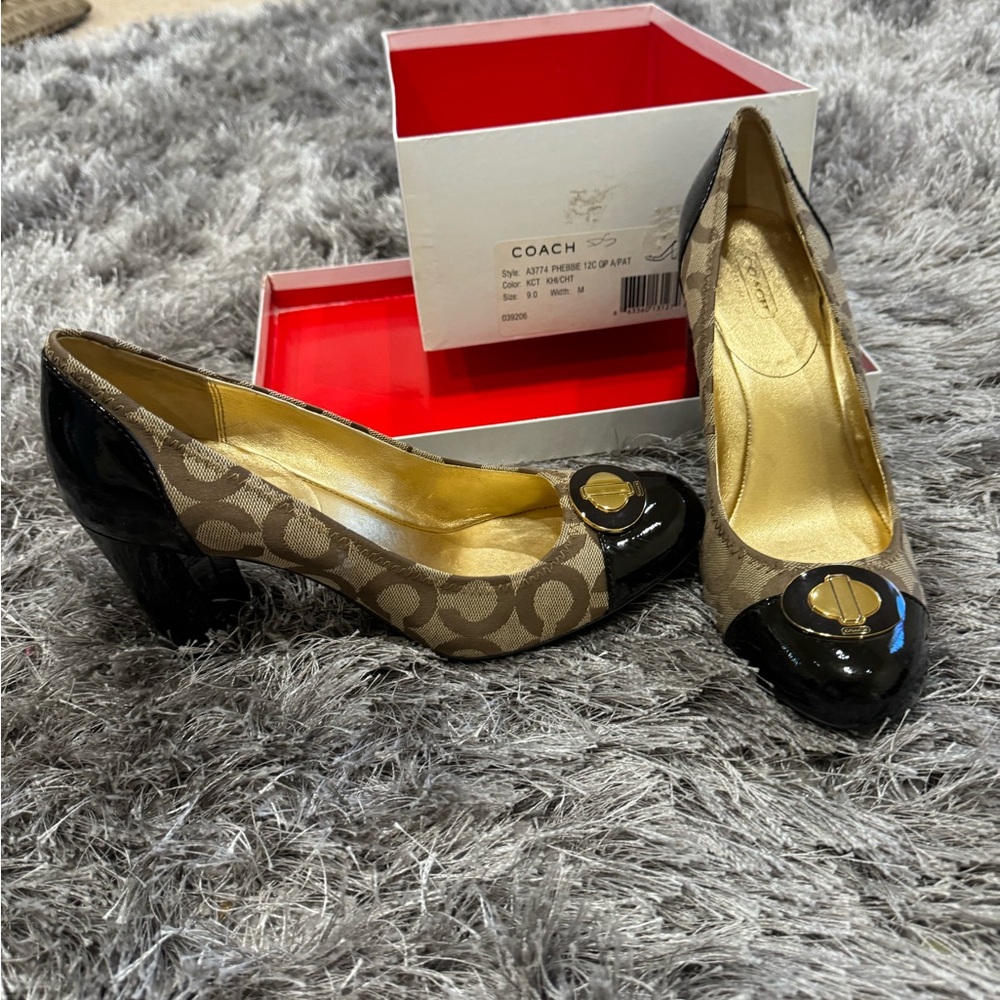 Coach phebbie shoes black patten leather & khaki - Picture 2 of 3